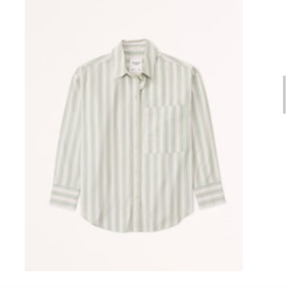 Abercrombie green and pink striped oversized poplin shirt